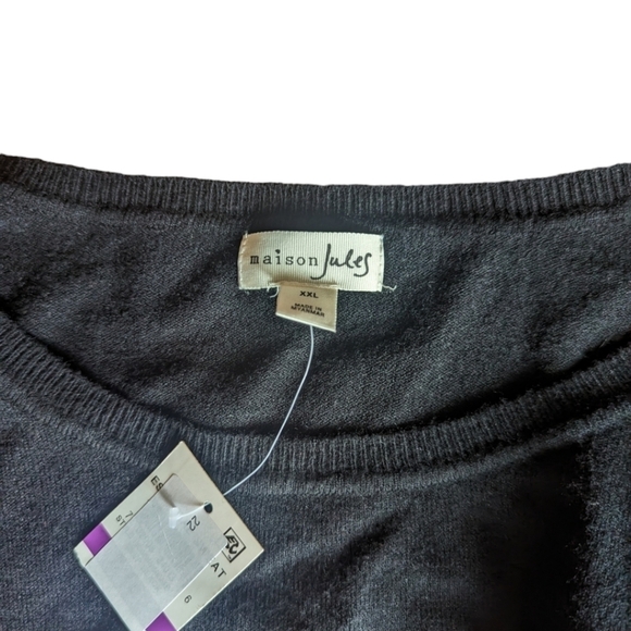 Maison Jules puff long sleeve soft deep black knit pullover sweater NWT sz XXL - Picture 8 of 12